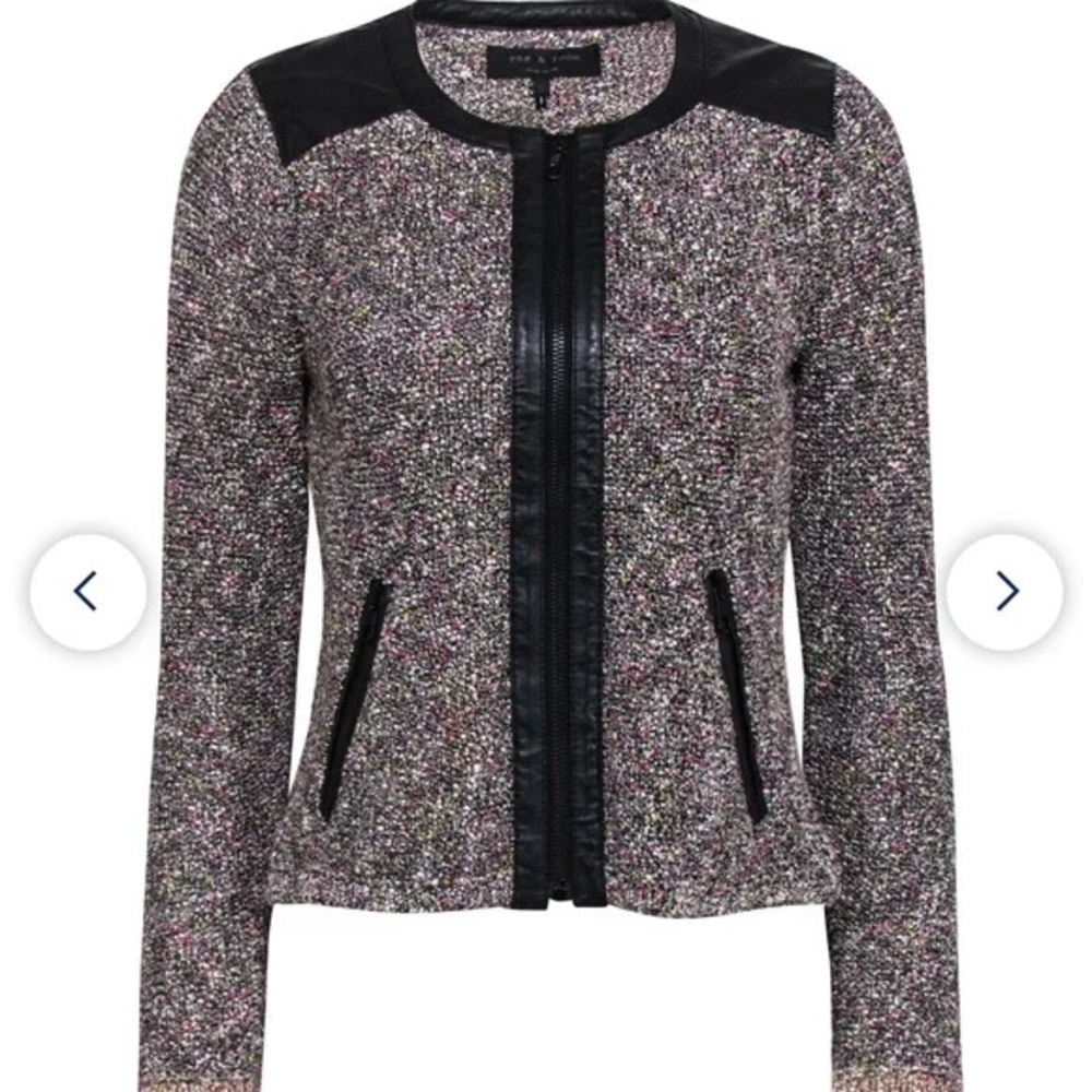 rag & bone. Lory Tweed Leather Trim Jacket. Size XS.
